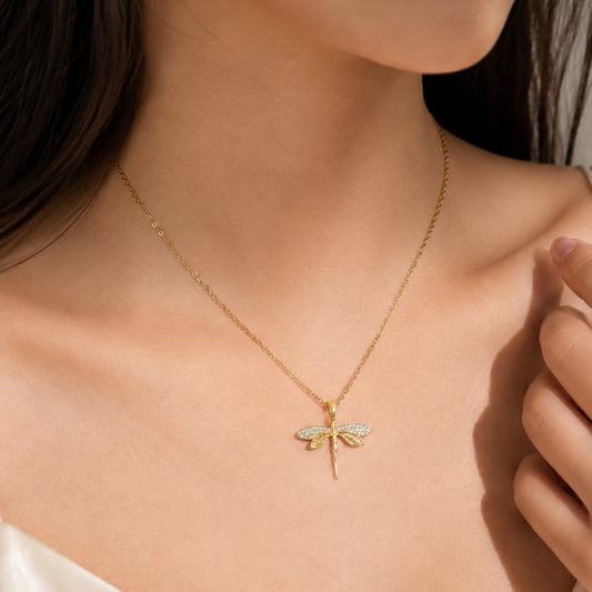 KLY-1025 Gold Yusufçuk Figürlü Çelik Kolye