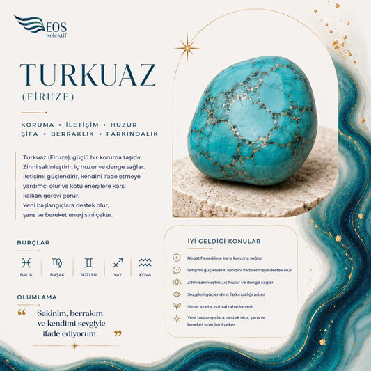 BLK-3031 Turkuaz Yuvarlak Doğal Taş Esnek Bileklik | Eos Kolektif - EOS Kolektif