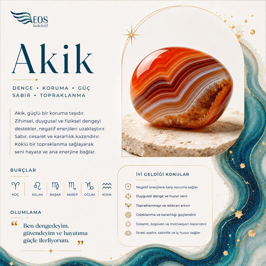 BLK-3034 Renkli Akik Taşı Yuvarlak Doğal Taş Esnek Bileklik | Eos Kolektif - EOS Kolektif