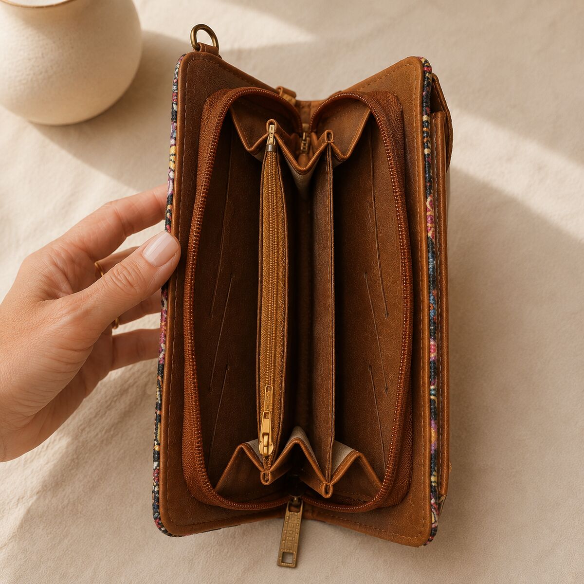 CNT-6009 Taba Kilim Desenli Goblen Telefon Çantası | Eos Kolektif - EOS Kolektif