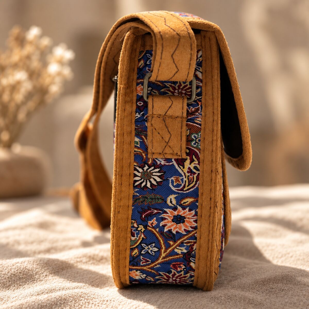 CNT-6025 Lacivert Paisley Desenli Goblen Omuz Çantası | Eos Kolektif - EOS Kolektif