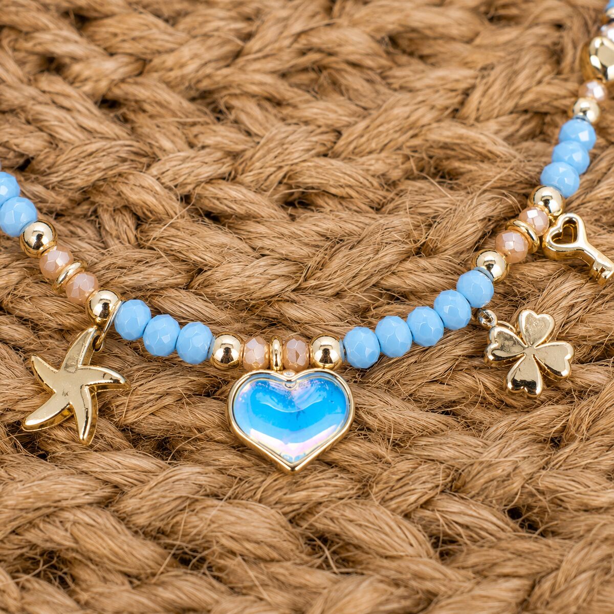 KLY-1039 Turkuaz Kalpli Charm Kolye | Eos Kolektif - EOS Kolektif