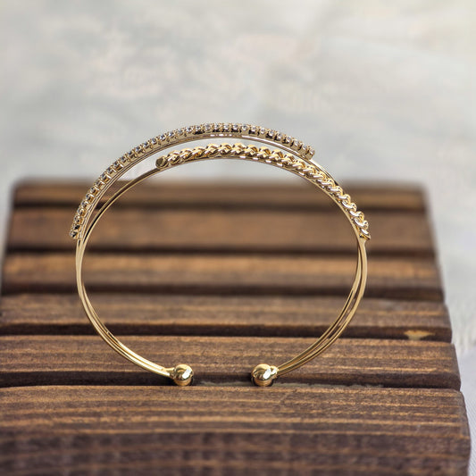BLK-3002 Gold Gurmet Dokulu Kelepçe Bileklik