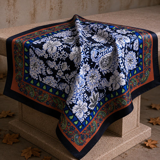 FLR-5007 Saks & Kiremit Paisley Mini Fular