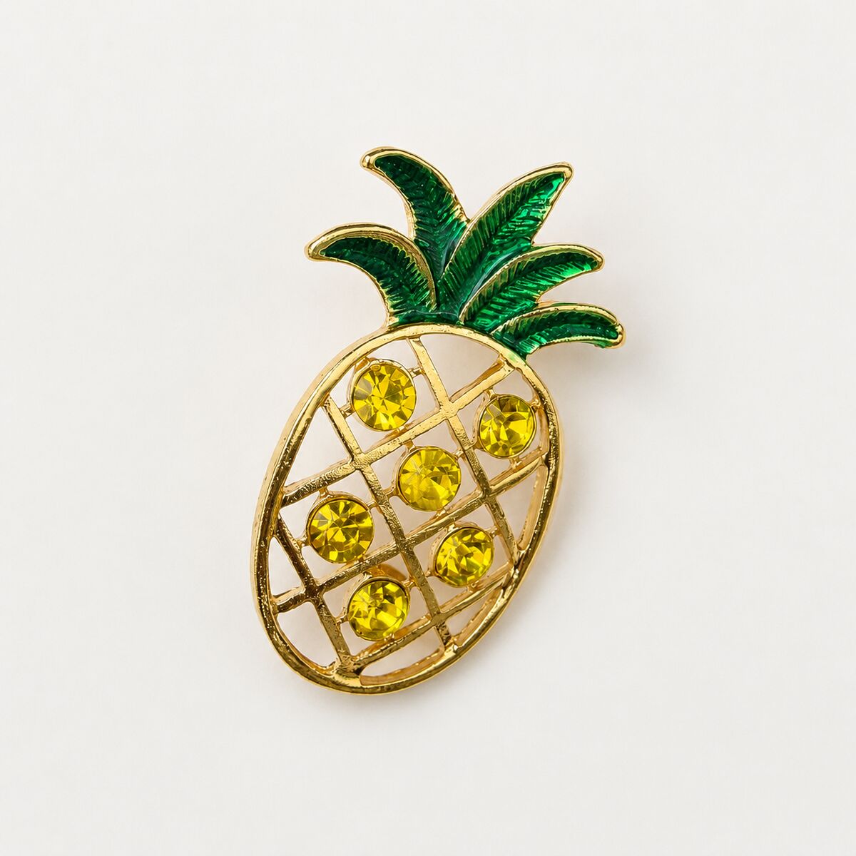 BRS-15005 | Ananas Figürlü Kristal Taşlı Broş | Eos Kolektif