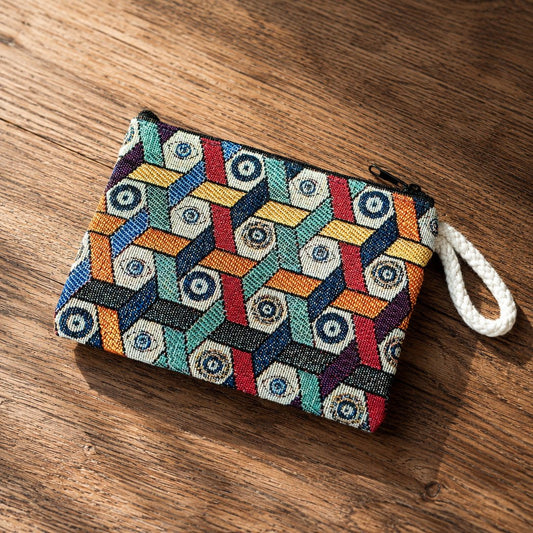 CNT-6002 Geometrik Desenli Goblen Mini El Çantası - EOS Kolektif