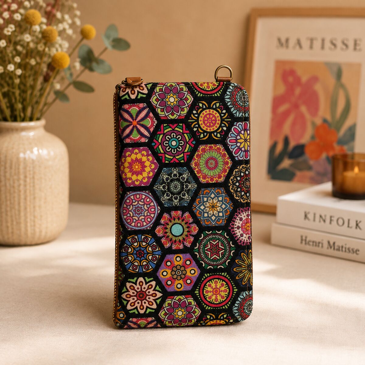 CNT-6008 Taba Mandala Desenli Goblen Telefon Çantası | Eos Kolektif - EOS Kolektif