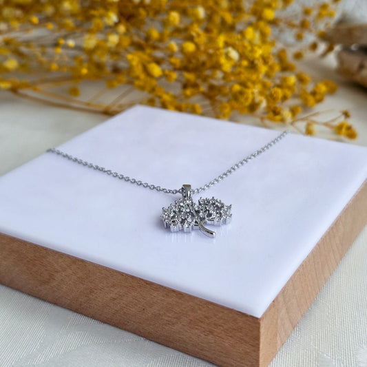 KLY-1026 Silver Hayat Ağacı Zirkon Taşlı Çelik Kolye - EOS Kolektif