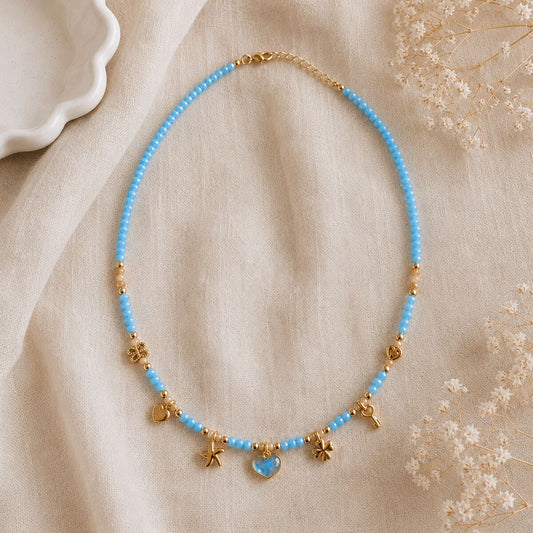 KLY-1039 Turkuaz Kalpli Charm Kolye | Eos Kolektif - EOS Kolektif