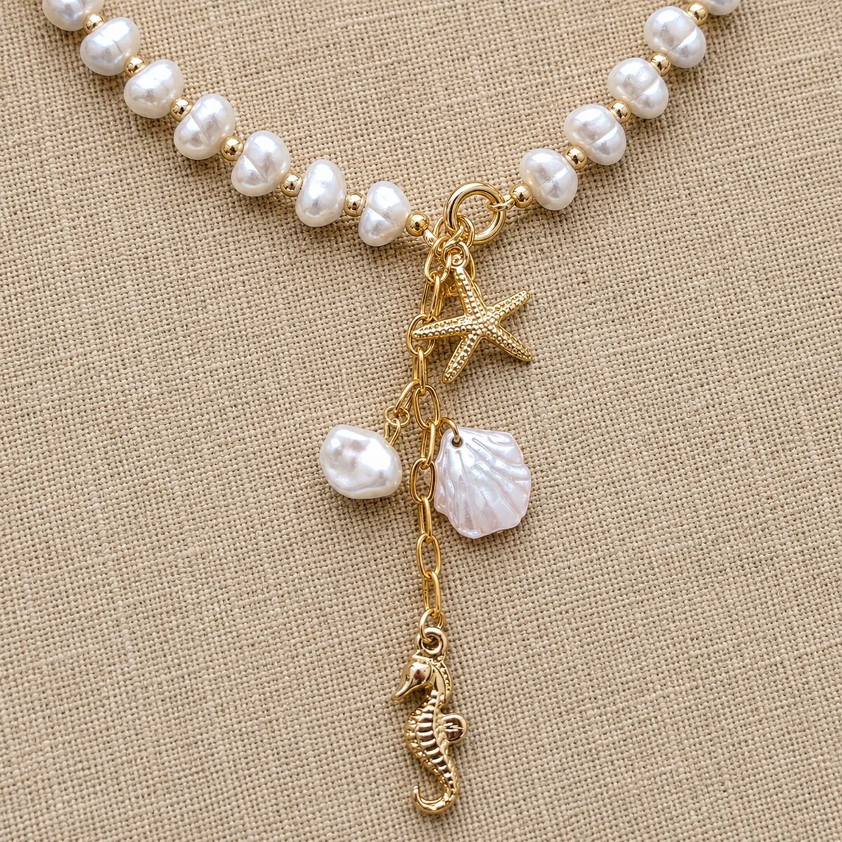 KLY-1041 İnci Y Kolye Deniz Temalı Charm | Eos Kolektif - EOS Kolektif