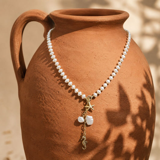 KLY-1041 İnci Y Kolye Deniz Temalı Charm | Eos Kolektif - EOS Kolektif