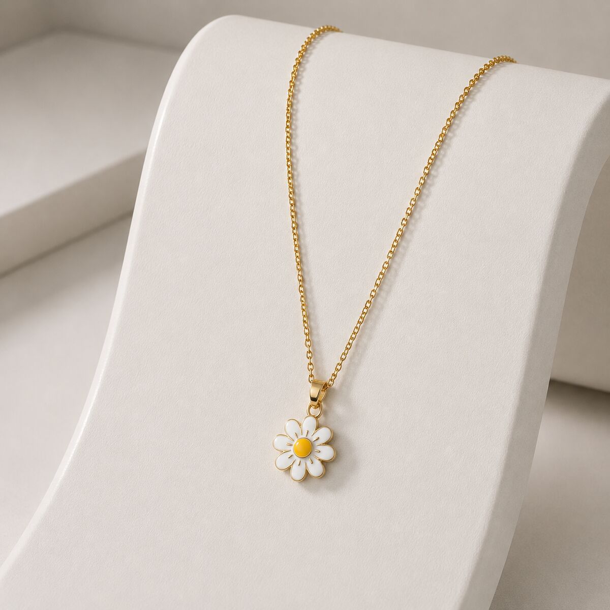 KLY-1054 | Beyaz Papatya Çiçek Kolye | Eos Kolektif - EOS Kolektif